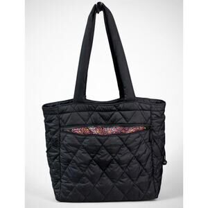 Women’s Vera Bradley Black Featherweight Quilted Zip Tote Bag for Everyday Carry